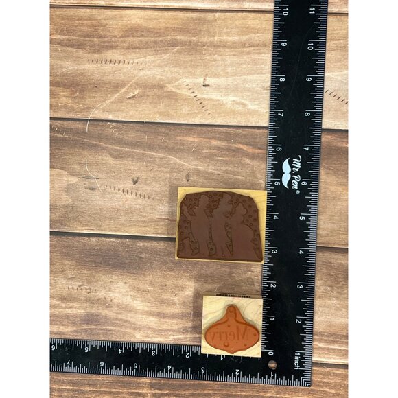 HTF SET OF 2 HERO ARTS CHRISTMAS CAROLERS & ORNAMENT WOOD MOUNTED RUBBER STAMP - Picture 6 of 6